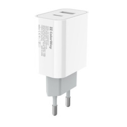 Зарядний пристрій ColorWay Type-C PD + USB QC3.0 (20W) V2 white (CW-CHS025QPD-WT)
