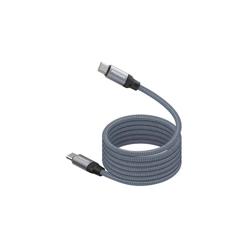 Дата кабель USB-C to USB-C 1.2m Promate (springy.grey)