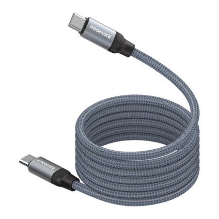 Дата кабель USB-C to USB-C 1.2m Promate (springy.grey)
