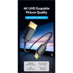 Кабель мультимедійний HDMI M to HDMI micro M 3.0m V2.0 4K 60Hz Vention (AGIBI)