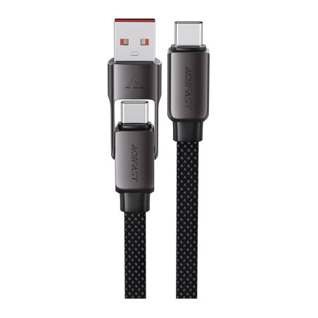 Дата кабель USB-C + USB-A to USB-C 1.2m 3.0A zink alloy C13-04 Black Acefast (6974316282334)