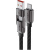 Дата кабель USB-C + USB-A to USB-C 1.2m 3.0A zink alloy C13-04 Black Acefast (6974316282334)