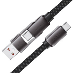 Дата кабель USB-C + USB-A to USB-C 1.2m 3.0A zink alloy C13-04 Black Acefast (6974316282334)
