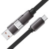 Дата кабель USB-C + USB-A to USB-C 1.2m 3.0A zink alloy C13-04 Black Acefast (6974316282334)