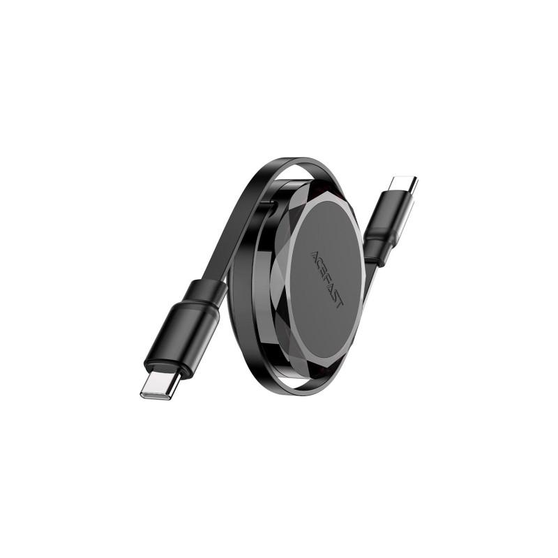 Дата кабель USB-C to USB-C 0.8m 60W dual retraction C13-03 Black Acefast (6974316280132)