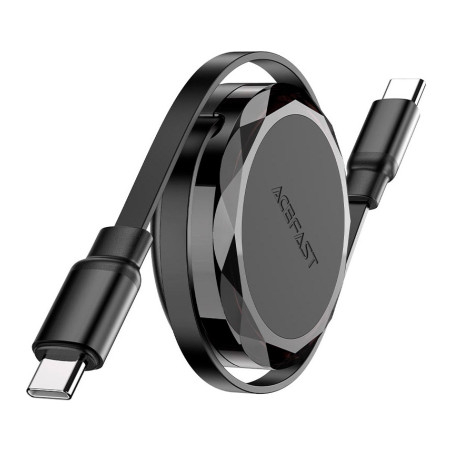 Дата кабель USB-C to USB-C 0.8m 60W dual retraction C13-03 Black Acefast (6974316280132)