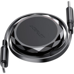 Дата кабель USB-C to USB-C 0.8m 60W dual retraction C13-03 Black Acefast (6974316280132)