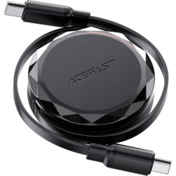 Дата кабель USB-C to USB-C 0.8m 60W dual retraction C13-03 Black Acefast (6974316280132)