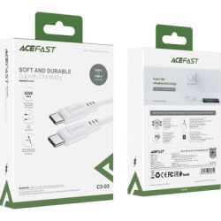 Дата кабель USB-C to USB-C 1.2m 3A TPE C3-03 White Acefast (6974316280859)