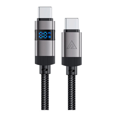 Дата кабель USB-C to USB-C 1.2m 60W digital display C15-03 Black Acefast (6974316283720)