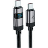 Дата кабель USB-C to USB-C 1.2m 60W digital display C15-03 Black Acefast (6974316283720)