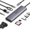 Концентратор Ugreen USB3.1 Type-C to HDMI/VGA/USB 3.0х3/RJ45/SD/TF/PD/35мм TRRS 100W 10-in-1 (15601)