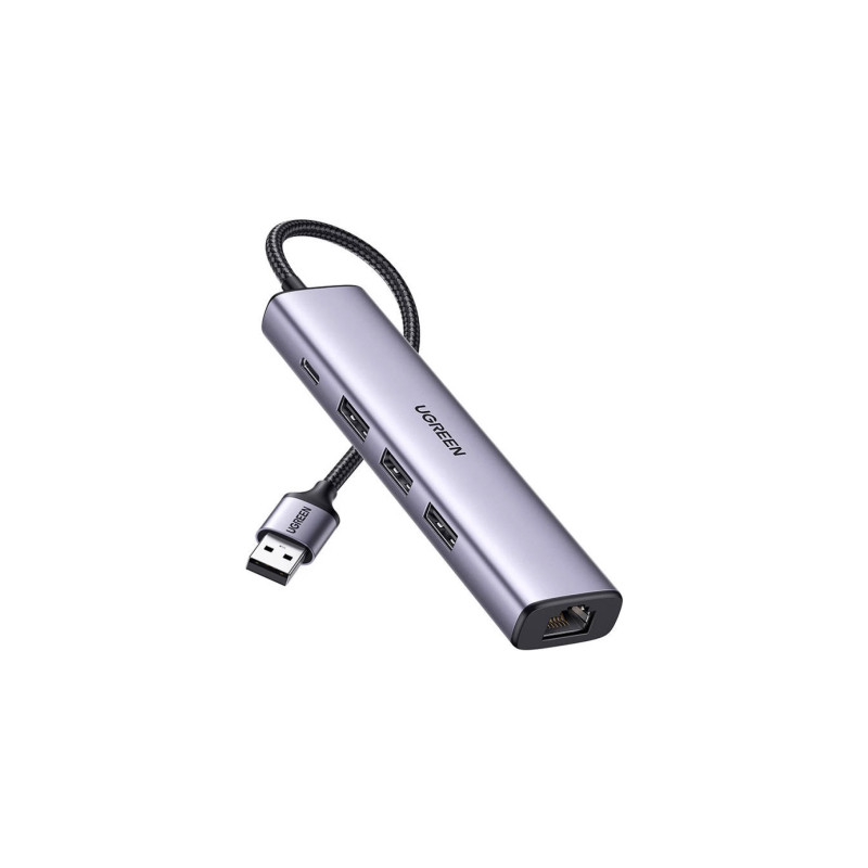Концентратор Ugreen USB 3.0 to 3хUSB 3.0/Type-C+RJ45(1000M) Ethernet 5in1 CM475 (60554)