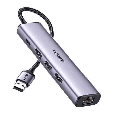 Концентратор Ugreen USB 3.0 to 3хUSB 3.0/Type-C+RJ45(1000M) Ethernet 5in1 CM475 (60554)