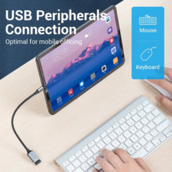 Перехідник USB 3.0 Type-C to USB AF (OTG) 0.15m Aluminum Alloy Vention (CCXHB)
