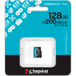 Карта пам'яті Kingston 128GB microSDXC сlass 10 UHS-I U3 V30 A2 Canvas Go Plus G4 (SDCG4/128GBSP)
