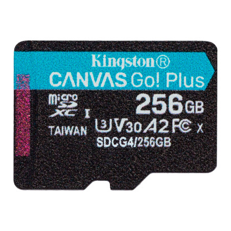 Карта пам'яті Kingston 256GB microSDXC сlass 10 UHS-I U3 V30 A2 Canvas Go Plus G4 (SDCG4/256GBSP)