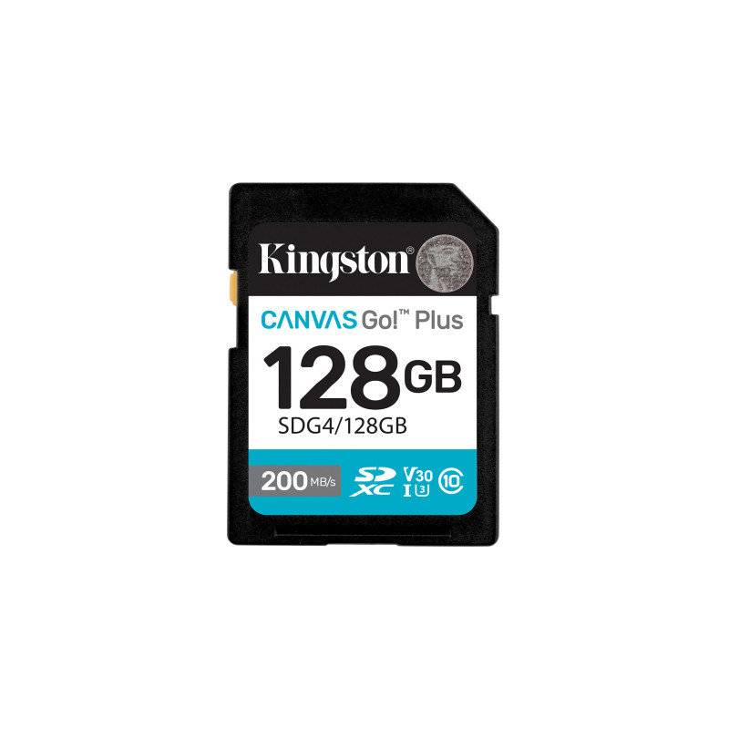 Карта пам'яті Kingston 128GB SDXC сlass 10 UHS-I U3 V30 Canvas Go Plus G4 (SDG4/128GB)