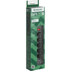 Мережевий фільтр живлення Defender DFS 751, 1.8m, 5роз., 2xUSB (99751)