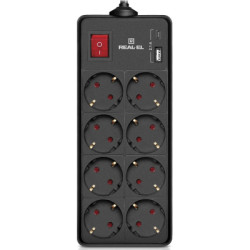 Мережевий фільтр живлення REAL-EL RS-PROTECT 805 3m, black (EL122300043)
