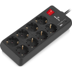 Мережевий фільтр живлення REAL-EL RS-PROTECT 805 3m, black (EL122300043)