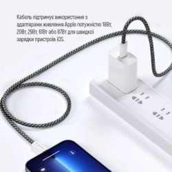 Дата кабель USB-C to Lightning 2.0m 27W PD FC black ColorWay (CW-CBPDCL068-BK)