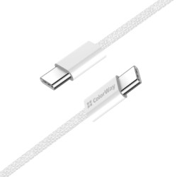 Дата кабель USB-C to USB-C 2.0m (braided cotton) (PD Fast Charging 60W) 3.0А grey ColorWay (CW-CBPDCC068-GR)