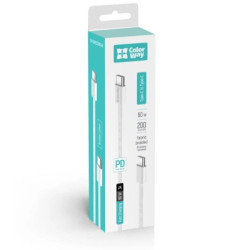 Дата кабель USB-C to USB-C 2.0m (braided cotton) (PD Fast Charging 60W) 3.0А grey ColorWay (CW-CBPDCC068-GR)