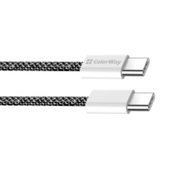 Дата кабель USB-C to USB-C 2.0m (braided cotton) (PD Fast Charging 60W) 3.0А black ColorWay (CW-CBPDCC068-BK)