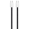 Дата кабель USB-C to USB-C 2.0m (braided cotton) (PD Fast Charging 60W) 3.0А black ColorWay (CW-CBPDCC068-BK)