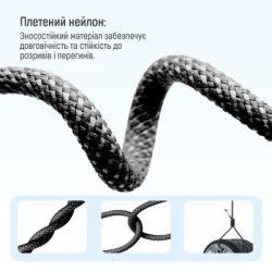 Дата кабель USB-C to USB-C 2.0m (braided cotton) (PD Fast Charging 60W) 3.0А black ColorWay (CW-CBPDCC068-BK)