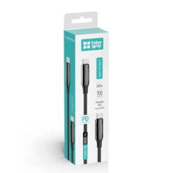 Дата кабель USB-C to USB-C 2.0m (PVC+Aluminum Alloy) (PD Fast Charging 240W) 5А black ColorWay (CW-CBPDCC070-BK)
