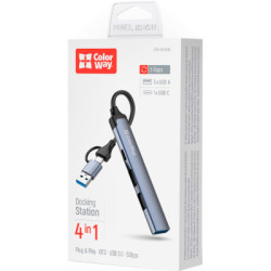Концентратор ColorWay USB-A/USB-C 4-in-1 USB2.0х2/USB3.0/USB-C2.0 (CW-HUB06)