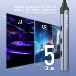 Концентратор ColorWay USB-C 4-in-1 USB-C2.0х3/USB3.0 (CW-HUB07)