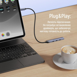 Концентратор ColorWay USB-C 4-in-1 USB-C2.0х3/USB3.0 (CW-HUB07)