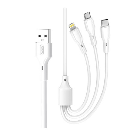 Дата кабель USB 2.0 AM to Lightning + Micro 5P + USB-C 1.0m 2.4A XO (CB-23U3)
