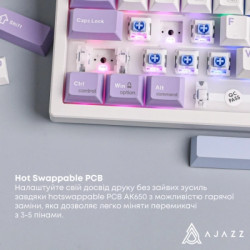 Клавіатура Ajazz AK650 Flying Fish Switch Purple RGB USB/Wireless/Bluetooth UA Purple (AK650-FF-PWB)