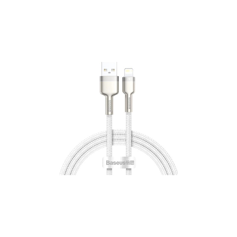 Дата кабель USB 2.0 AM to Lightning 1.0m Cafule Series Metal 2.4A White Baseus (CALJK-A02)