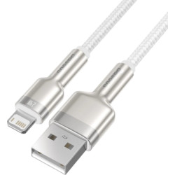 Дата кабель USB 2.0 AM to Lightning 1.0m Cafule Series Metal 2.4A White Baseus (CALJK-A02)
