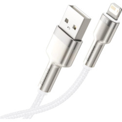 Дата кабель USB 2.0 AM to Lightning 1.0m Cafule Series Metal 2.4A White Baseus (CALJK-A02)