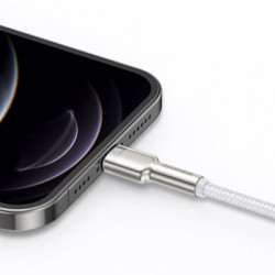 Дата кабель USB 2.0 AM to Lightning 2.0m Cafule Series Metal 2.4A White Baseus (CALJK-B02)