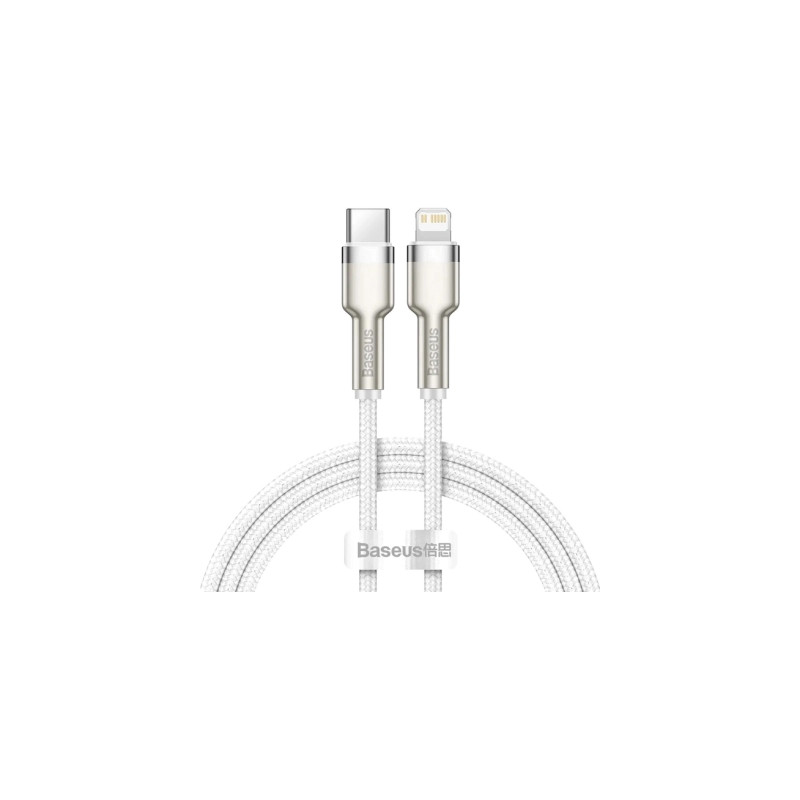 Дата кабель USB-C to Lightning 1.0m Cafule Metal PD 20W white Baseus (CATLJK-A02)