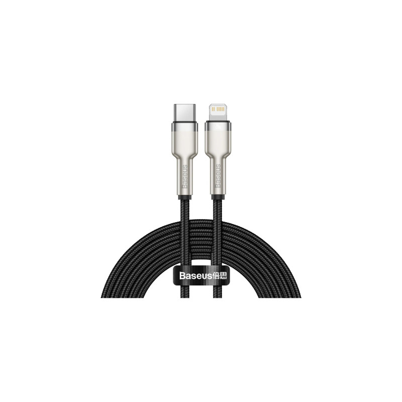 Дата кабель USB-C to Lightning 2.0m Cafule Metal PD 20W black Baseus (CATLJK-B01)