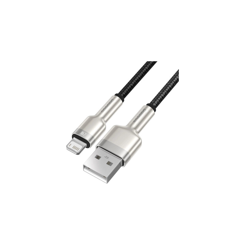 Дата кабель USB 2.0 AM to Lightning 1.0m Cafule Metal 2.4A black Baseus (CALJK-A01)