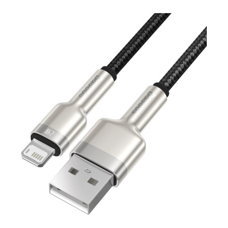 Дата кабель USB 2.0 AM to Lightning 1.0m Cafule Metal 2.4A black Baseus (CALJK-A01)