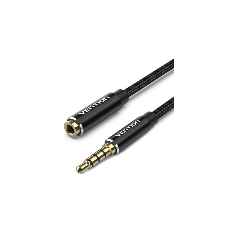 Кабель мультимедійний 3.5mm M to 3.5mm F 1.0m black Vention (BHBBF)