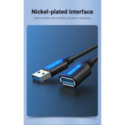 Дата кабель USB 2.0 AM/AF 1.5m black Vention (CBIBG)