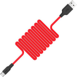 Дата кабель USB 2.0 AM to USB-C 1.0m 2A silicone X21 black+red HOCO (6957531071419)