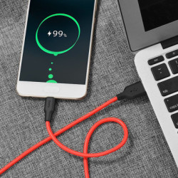 Дата кабель USB 2.0 AM to USB-C 1.0m 2A silicone X21 black+red HOCO (6957531071419)