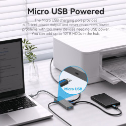 Концентратор Vention USB 3.0 to 4xUSB 3.0 Hub With Power Supply 0.15m black (CHLBB)